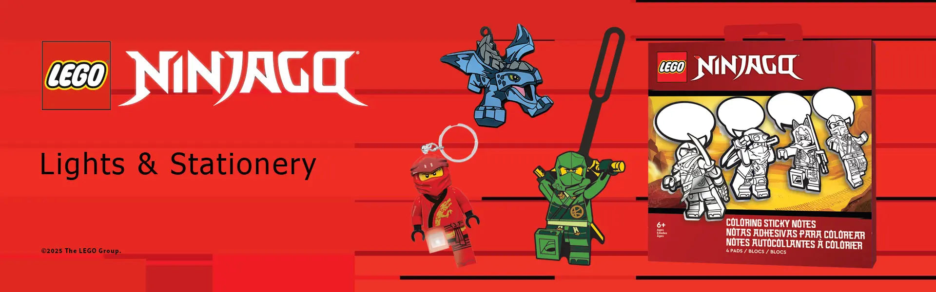 LEGO NINJAGO Stationery and LED Keychain Lights and Torches
