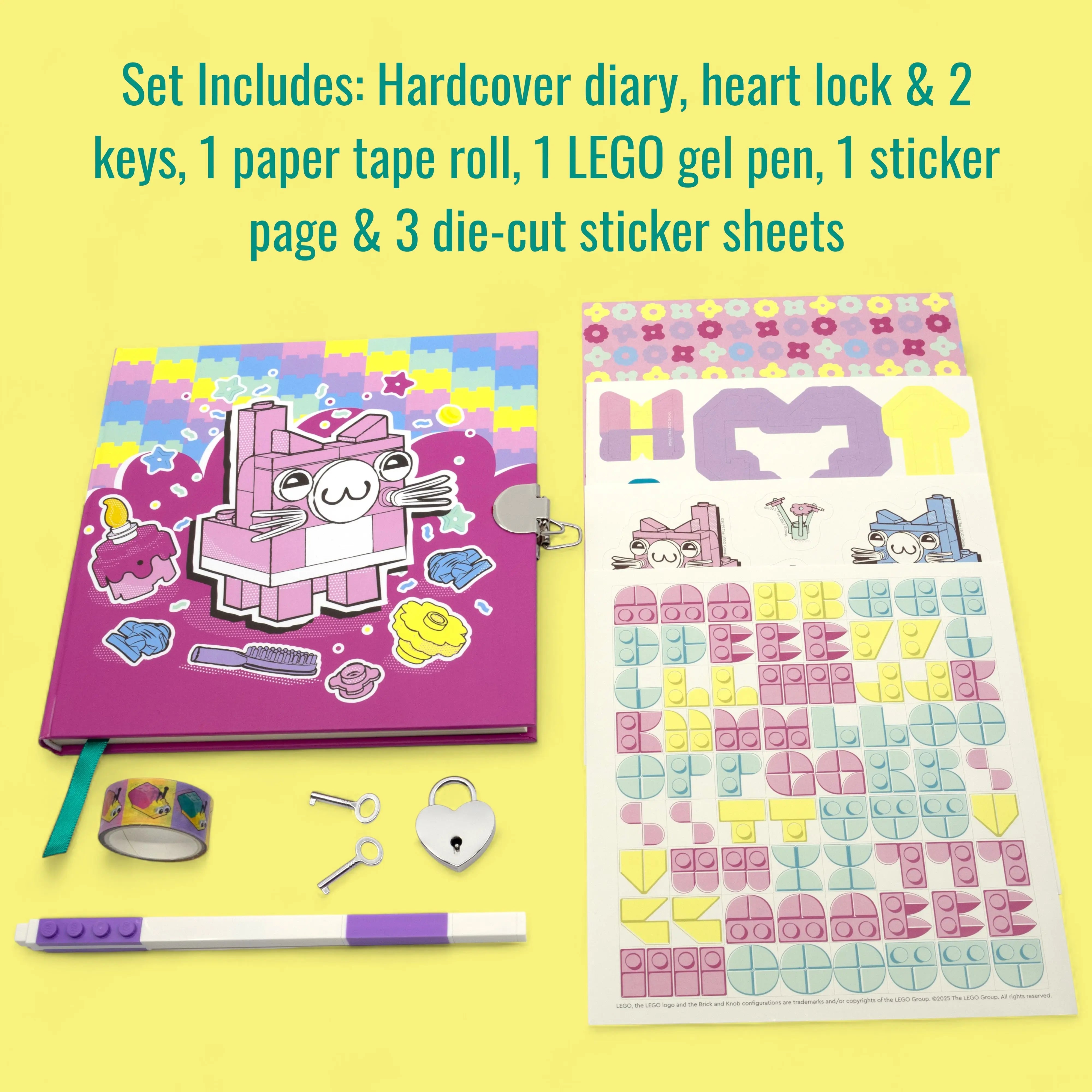 LEGO Secret Diary Set - Cat (53594) - Locking Journal, Pen