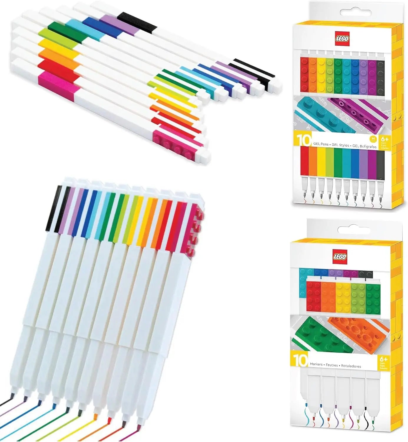 LEGO Stationery 10 Pack Gel Pen and LEGO 10 Pack Marker Bundle