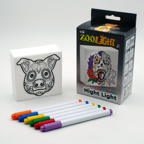 Zoolight DIY Create Your Own Coloring Night Light Craft Kit - Pig (ZNPI)