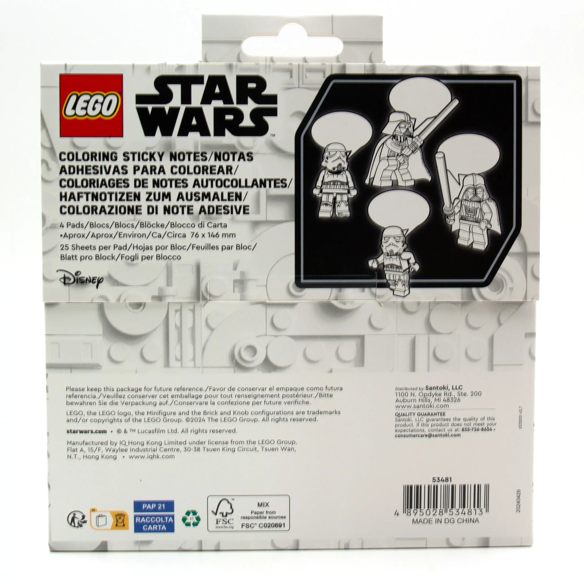 LEGO Star Wars Coloring Sticky Notes - Darth Vader (53481) IQ Hong Kong, Ltd.