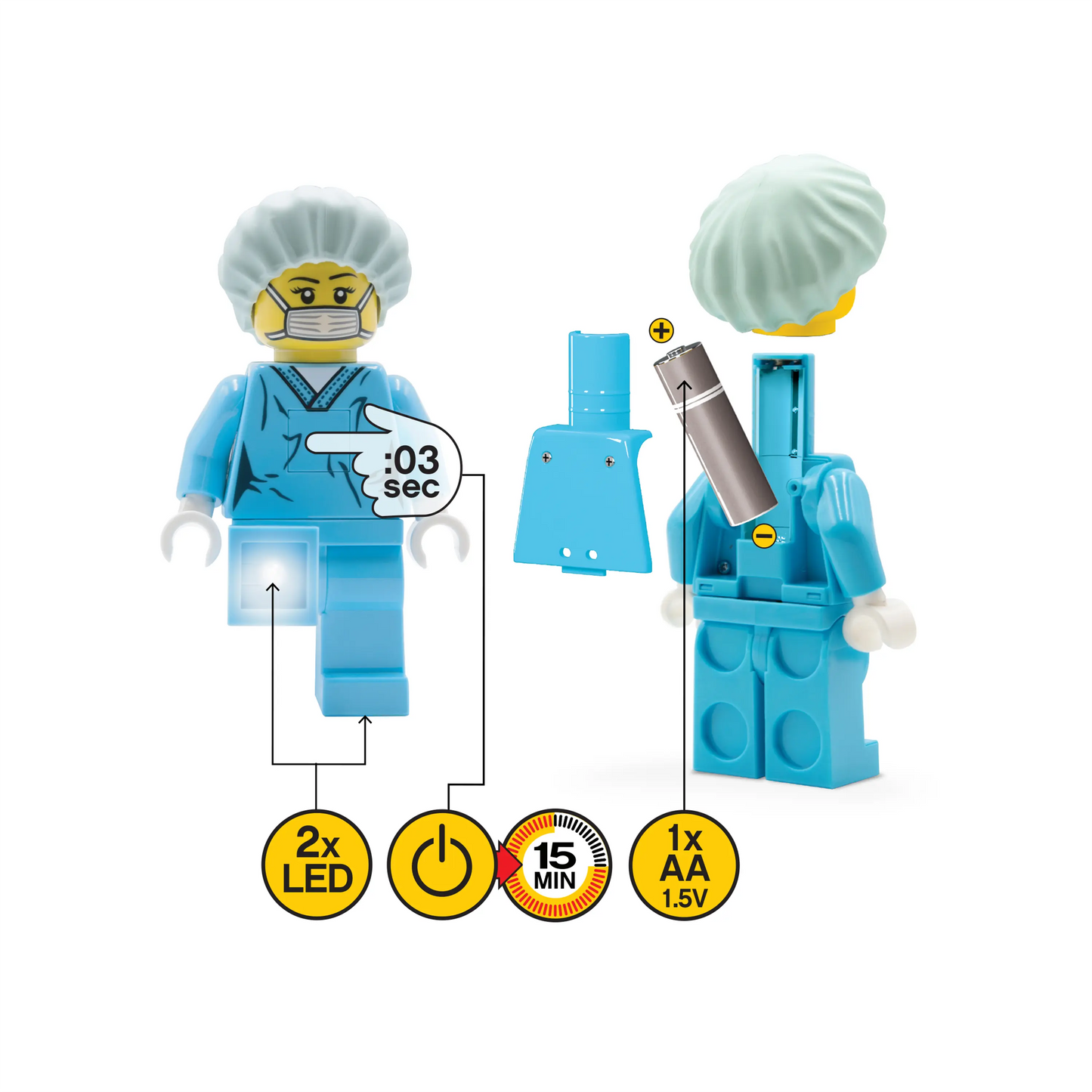 LEGO® City Surgeon Torch Flashlight (TO45) - 5 Inch Tall Figure