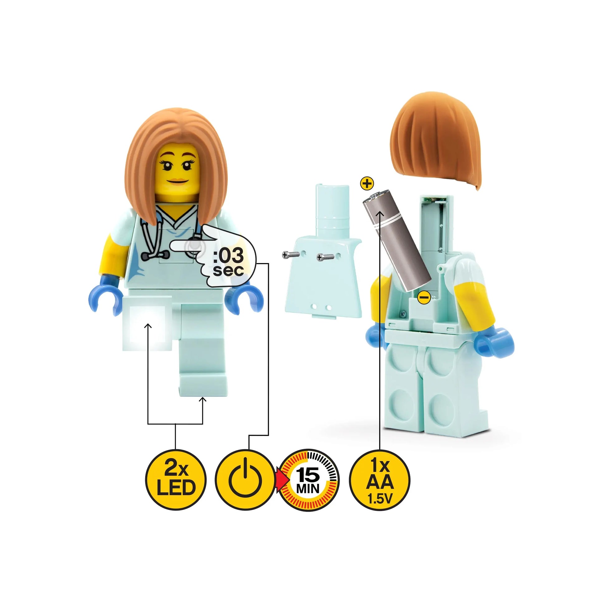 LEGO City Veterinarian Torch Flashlight (TO46) - 5 Inch Tall Figure IQ Hong Kong, Ltd.