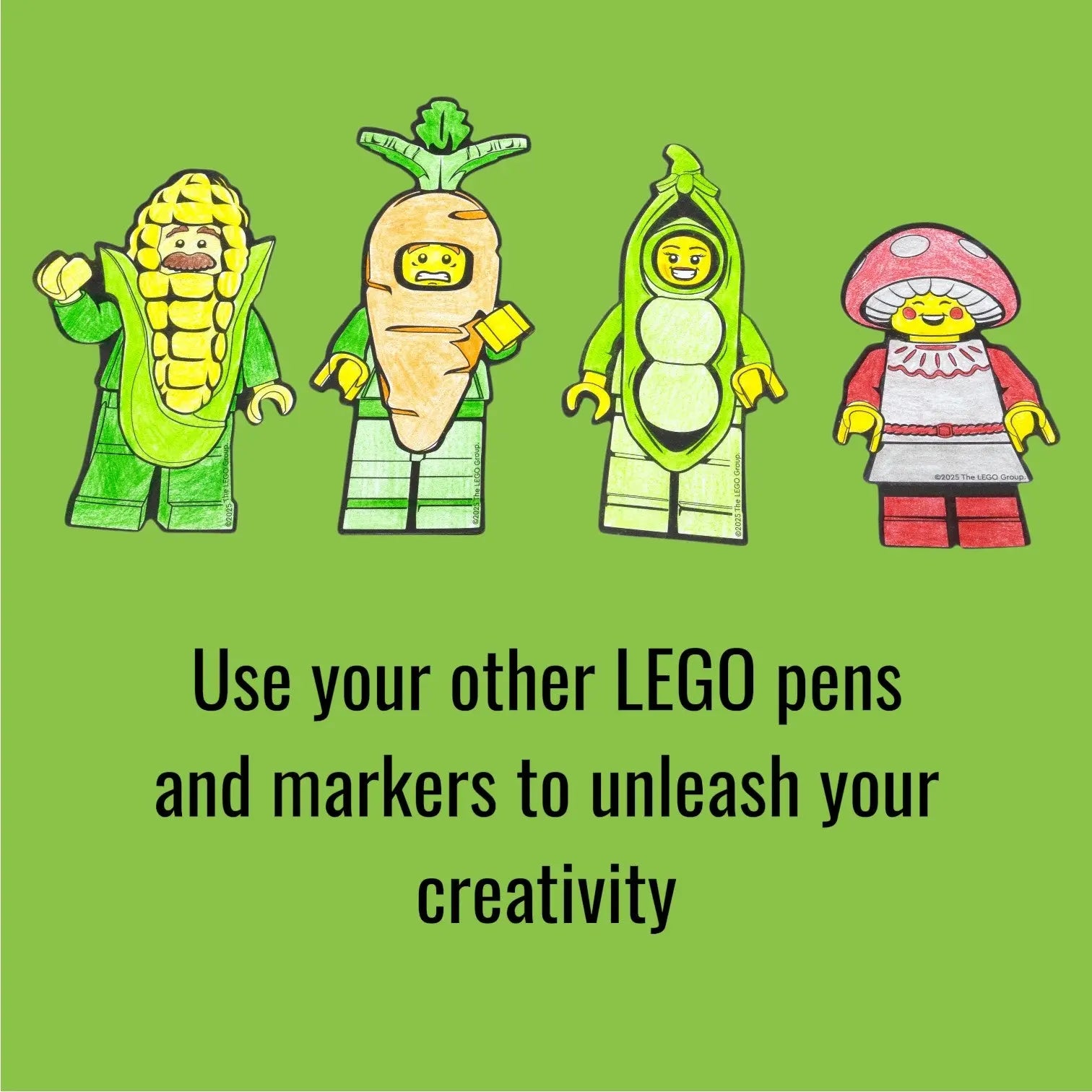 LEGO Minifigures Coloring Sticky Notes with Gel Pen - Farmers Market (53672) - Santoki