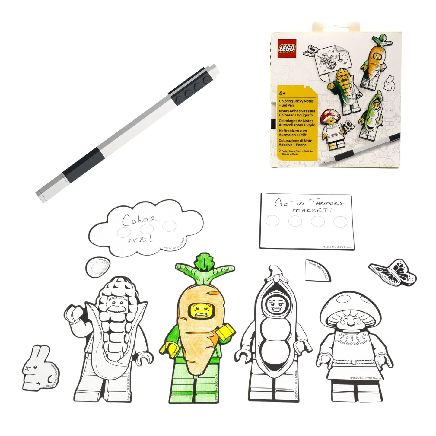 LEGO Minifigures Coloring Sticky Notes with Gel Pen - Farmers Market (53672) - Santoki