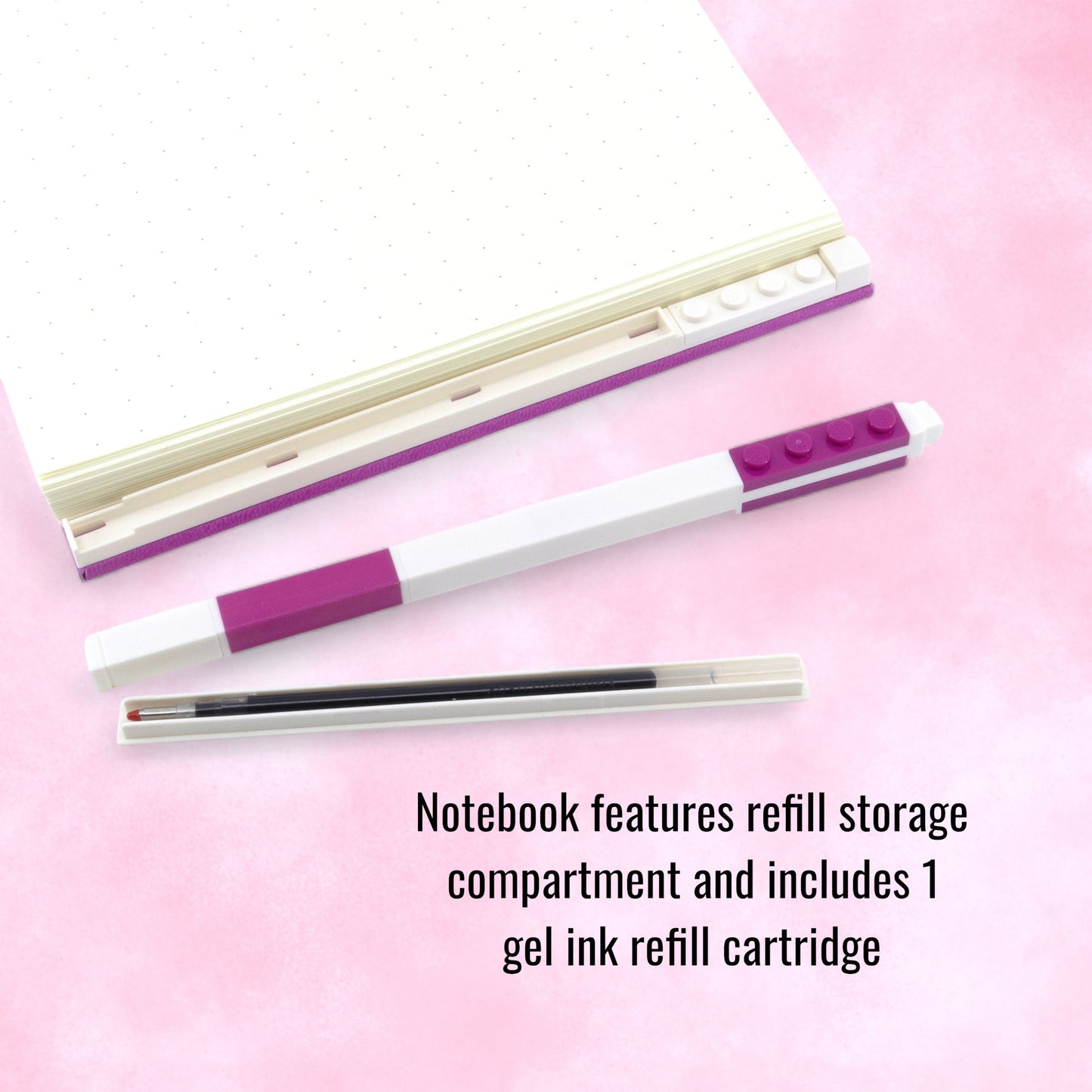 LEGO Locking Notebook with Gel Pen Square Red Violet - in Box 