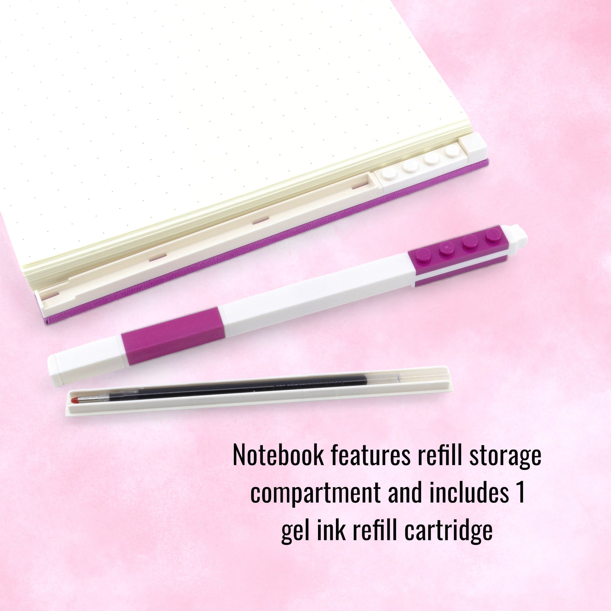 LEGO Locking Notebook with Gel Pen Square Red Violet - in Box 