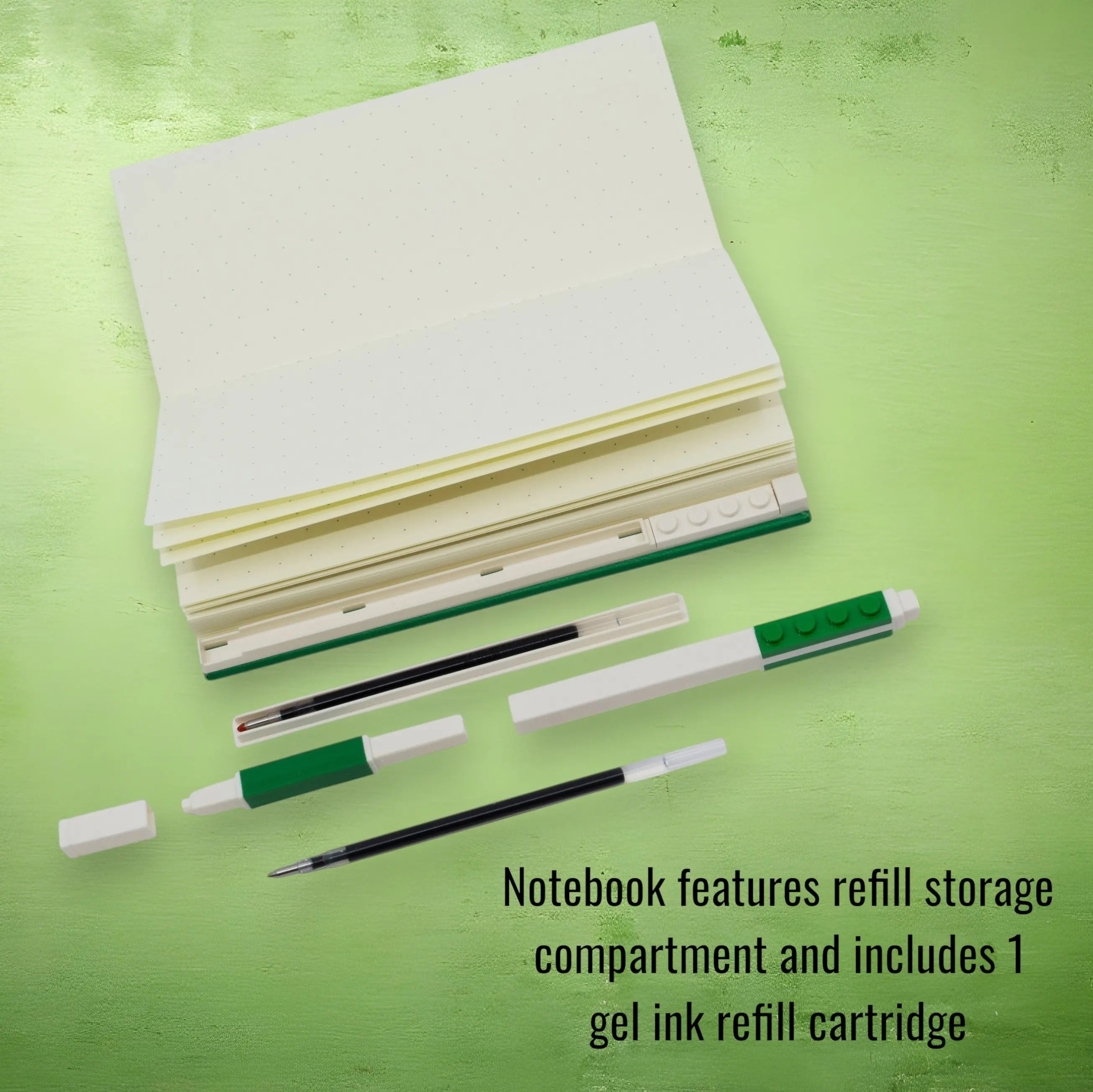 ノート　セット LEGO Locking Notebook with Gel Pen 1x2 Green (53697) | Santoki