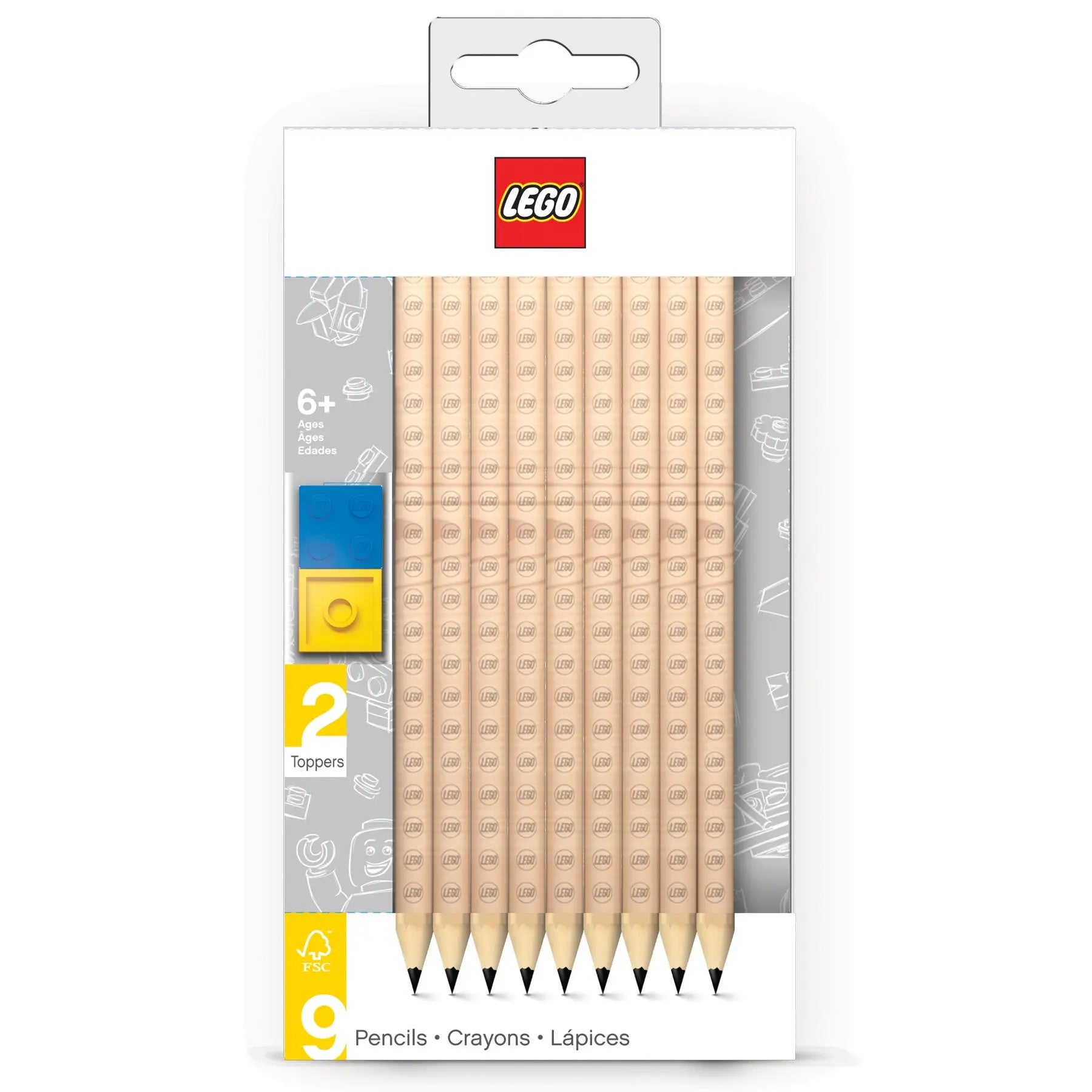 LEGO Stationery Graphite Pencils with 2 Toppers - 9 Pack (51504) IQ Hong Kong, Ltd.