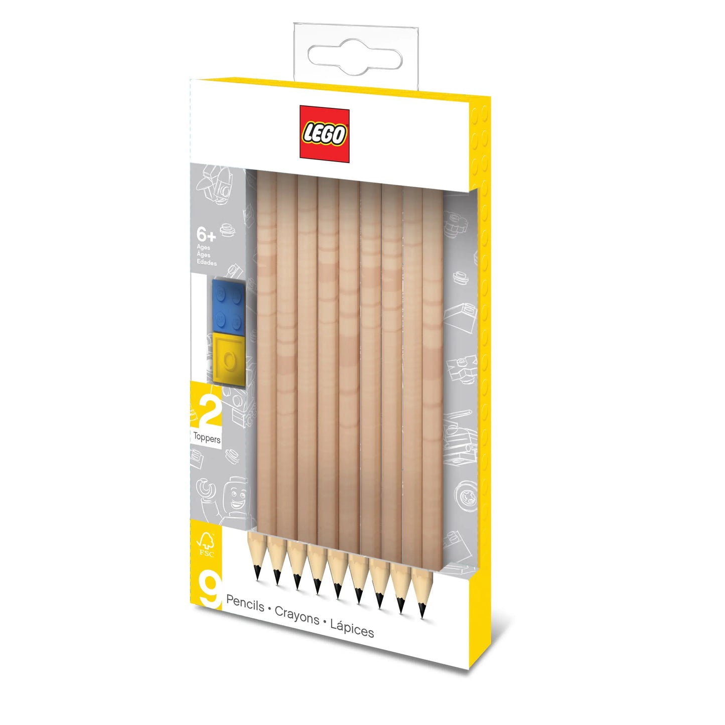 LEGO Stationery Graphite Pencils with 2 Toppers - 9 Pack (51504) IQ Hong Kong, Ltd.