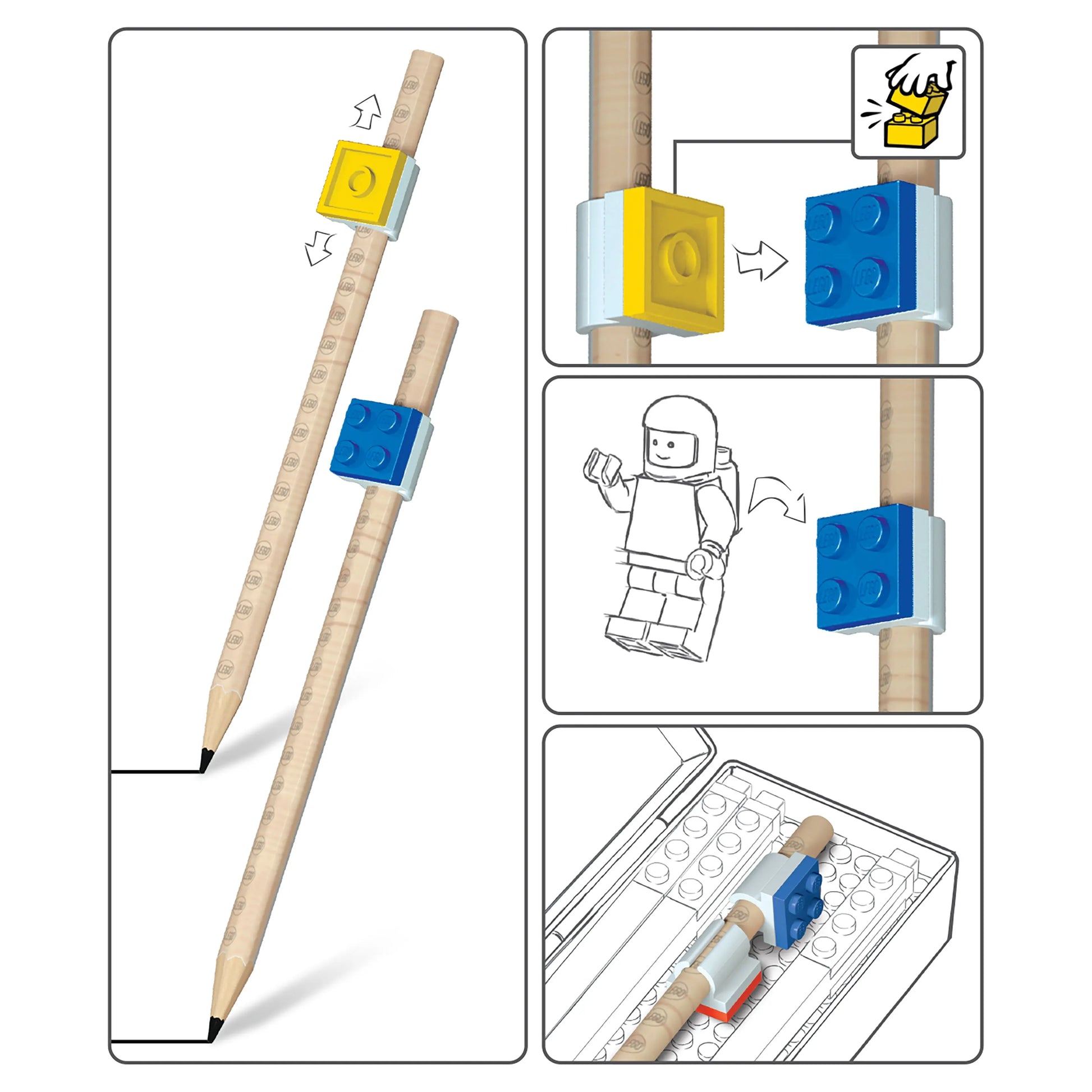 LEGO Stationery Graphite Pencils with 2 Toppers - 9 Pack (51504) IQ Hong Kong, Ltd.
