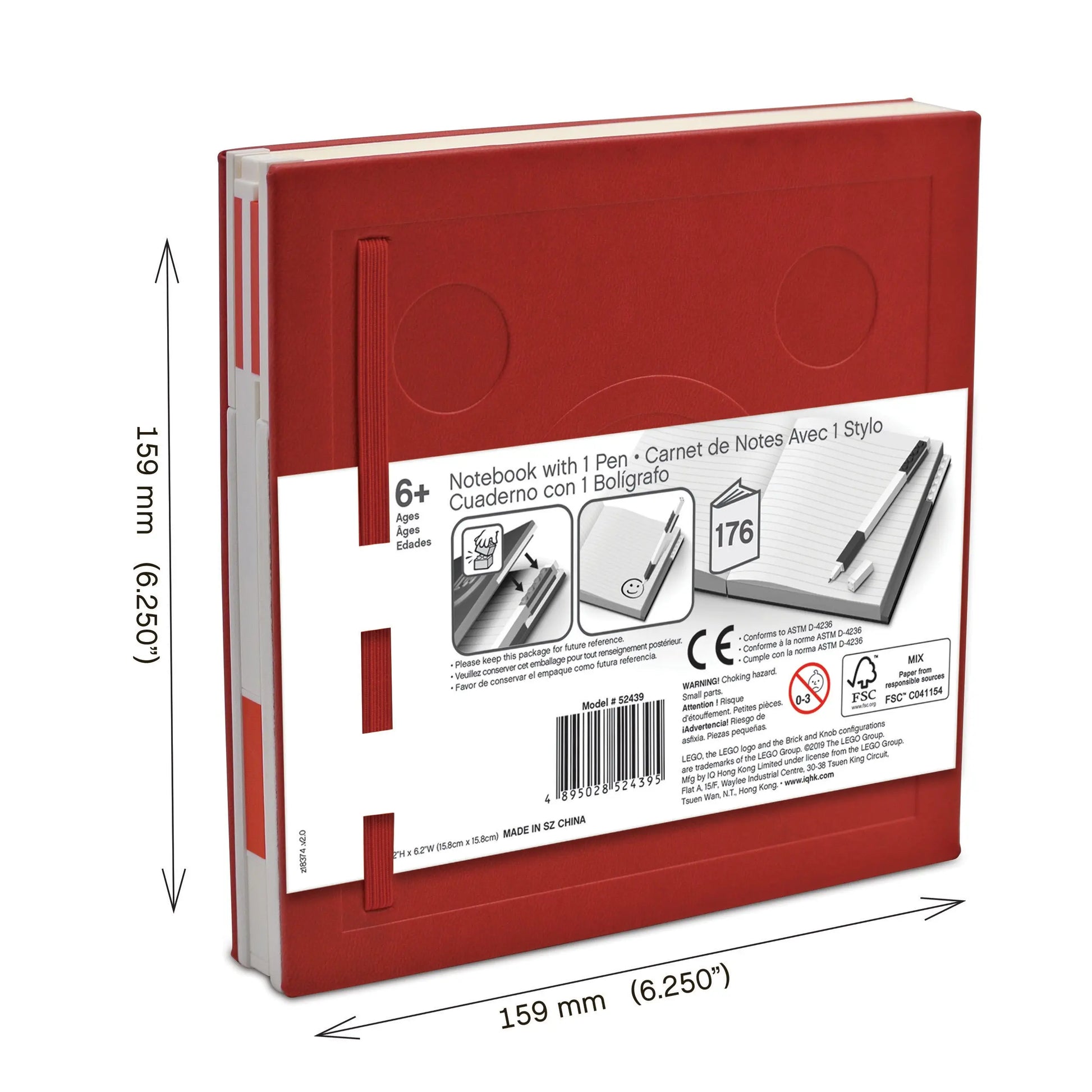 LEGO StationeryLocking Notebook and Gel Pen - Red (52439) IQ Hong Kong, Ltd.