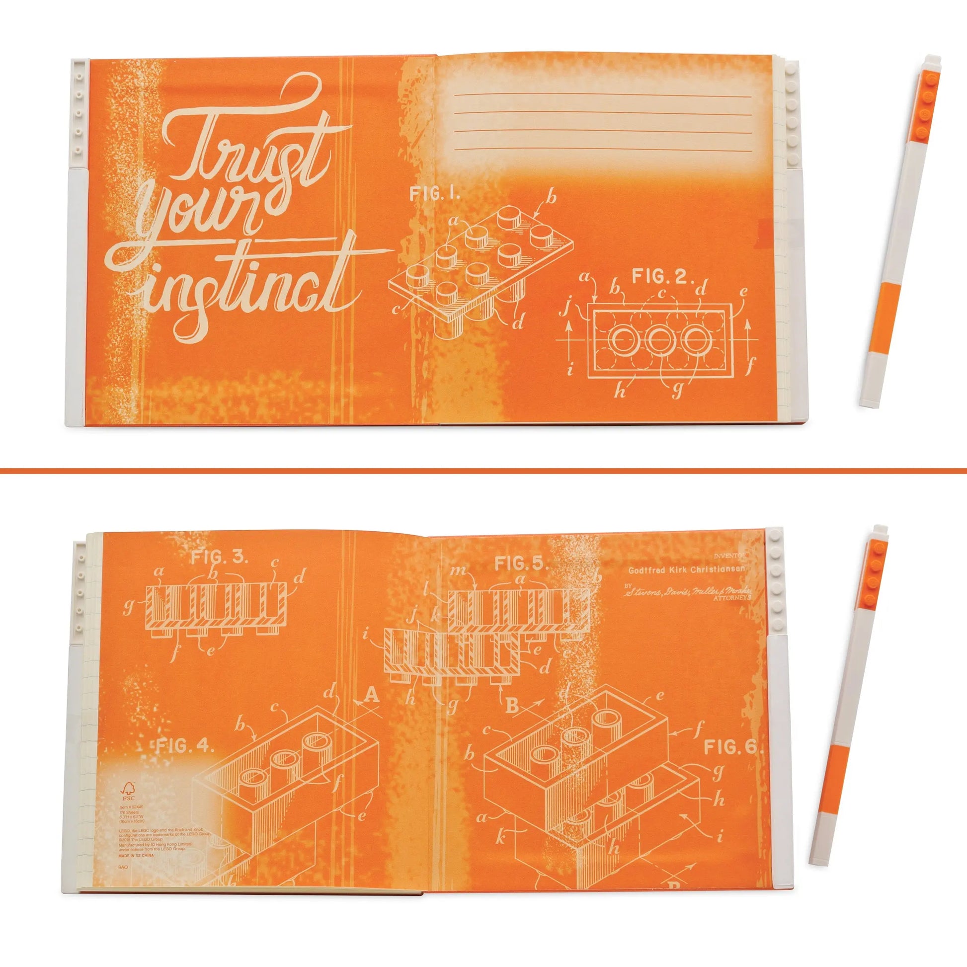 LEGO Stationery Locking Notebook with Gel Pen - Orange (52440) IQ Hong Kong, Ltd.