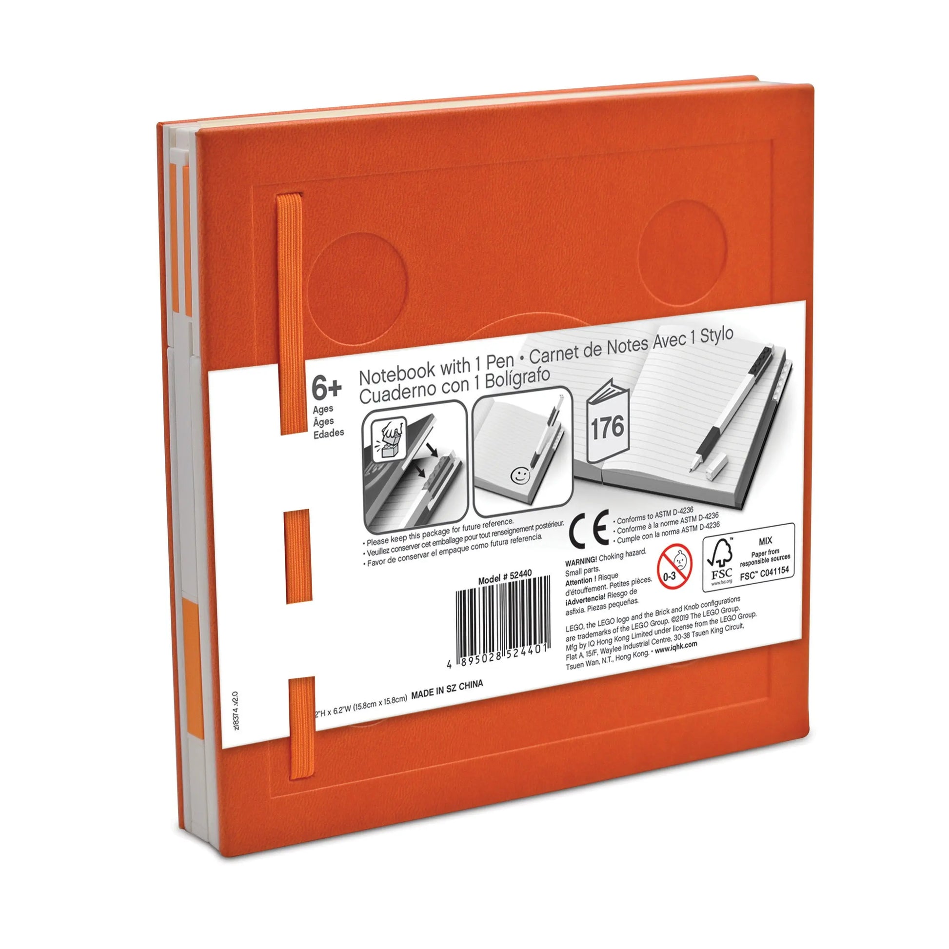 LEGO Stationery Locking Notebook with Gel Pen - Orange (52440) IQ Hong Kong, Ltd.