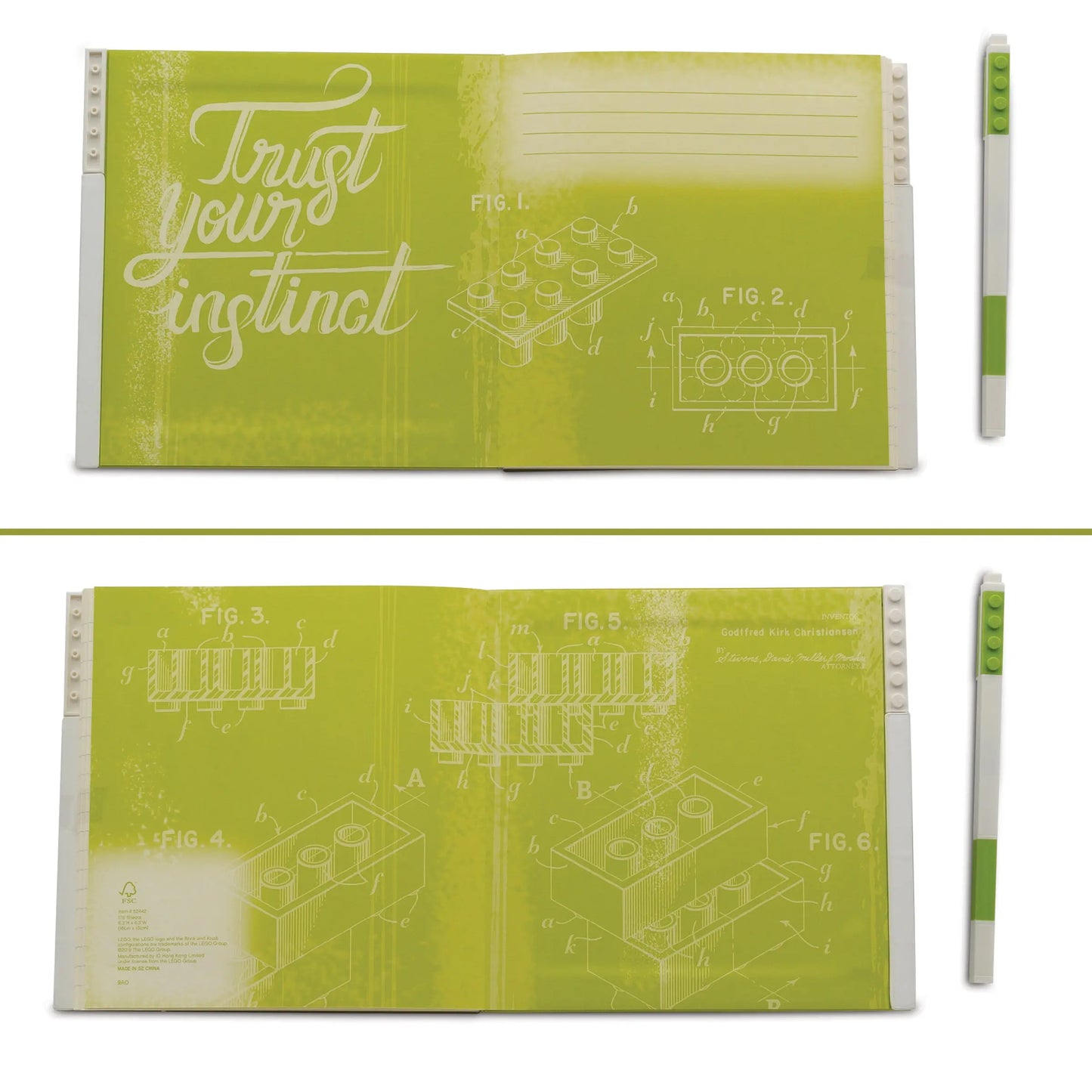 LEGO Stationery Locking Notebook with Gel Pen - Lime (52442) IQ Hong Kong, Ltd.