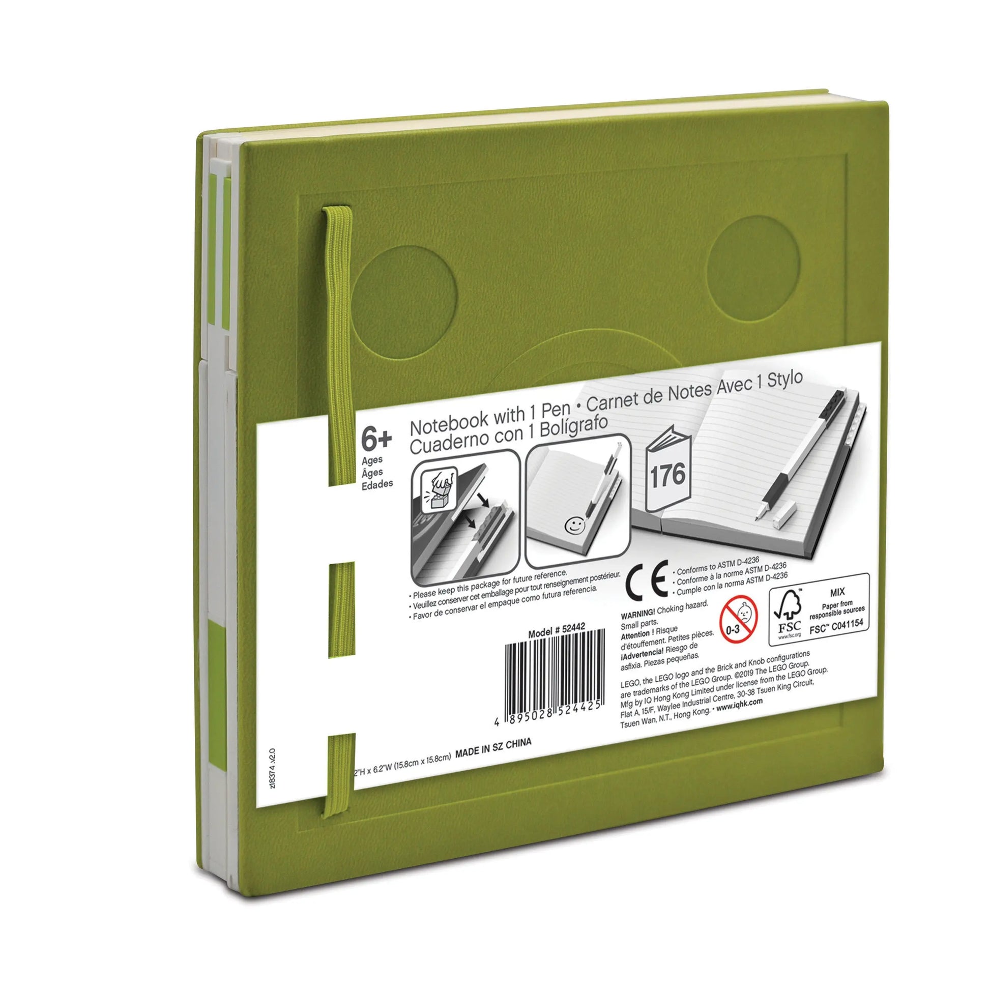 LEGO Stationery Locking Notebook with Gel Pen - Lime (52442) IQ Hong Kong, Ltd.