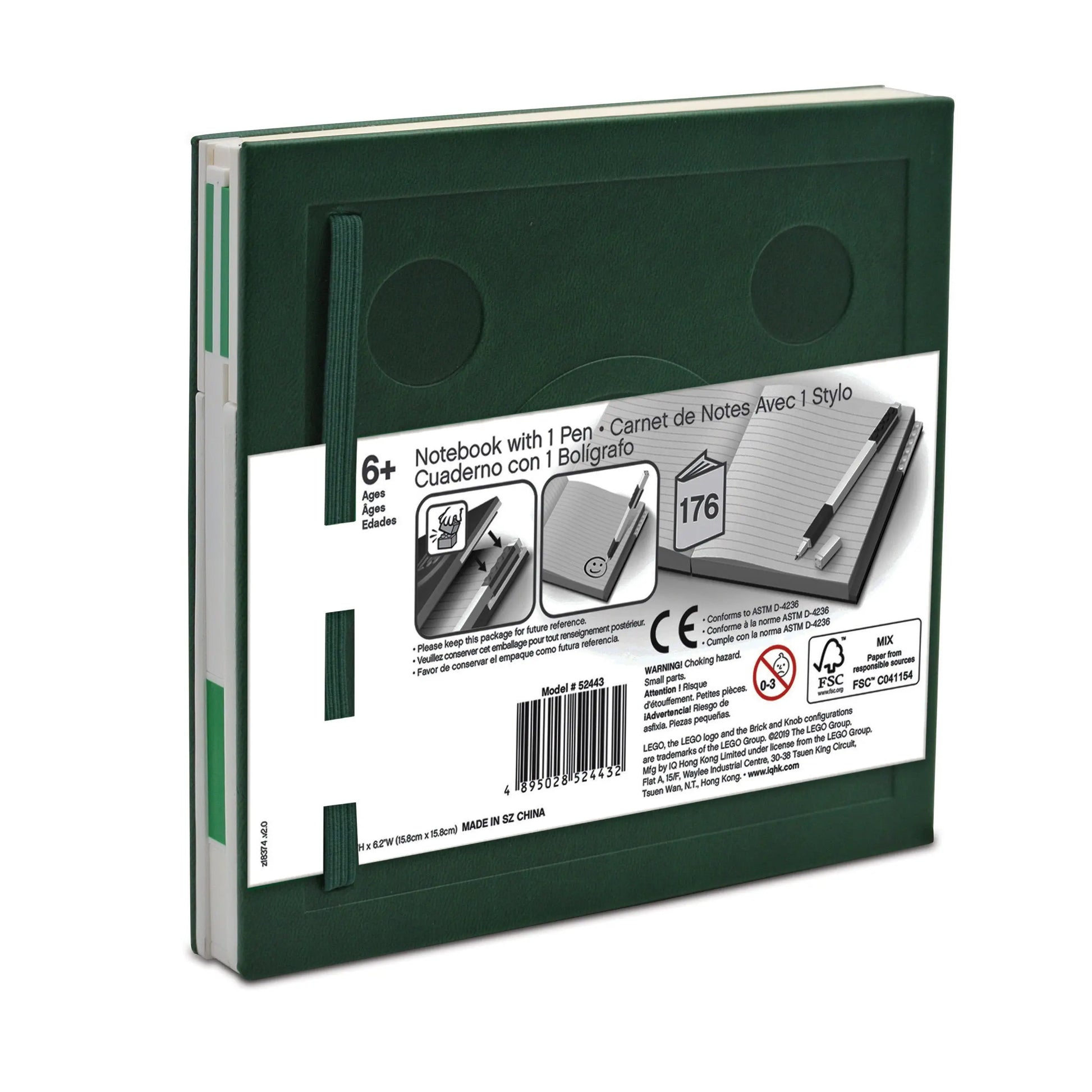 LEGO Stationery Locking Notebook with Gel Pen - Green (52443) IQ Hong Kong, Ltd.