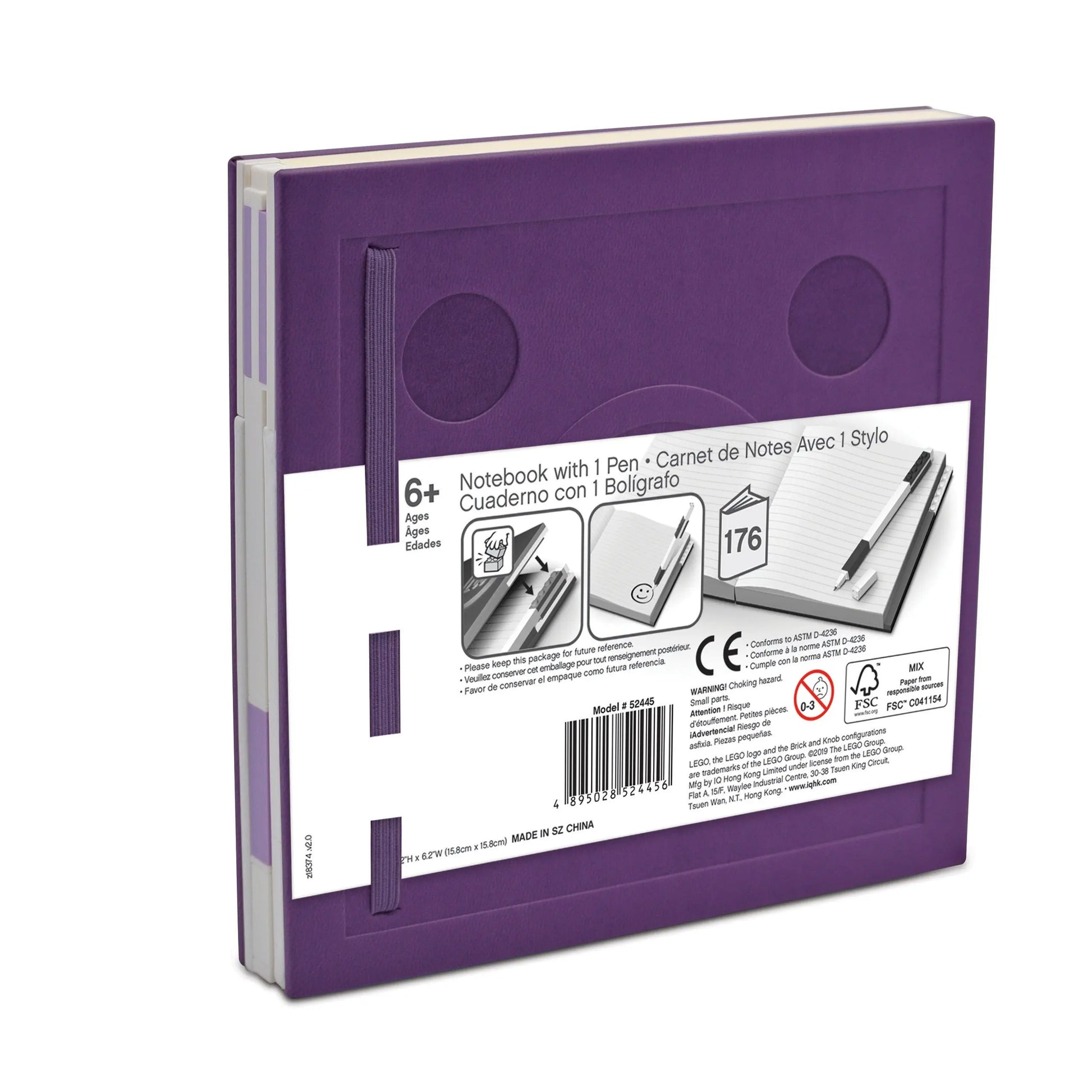 LEGO Stationery Locking Notebook with Gel Pen - Lavender (52445) IQ Hong Kong, Ltd.