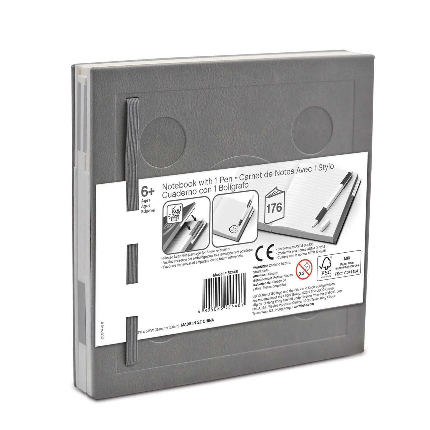 LEGO Stationery Locking Notebook with Gel Pen - Grey (52448) IQ Hong Kong, Ltd.
