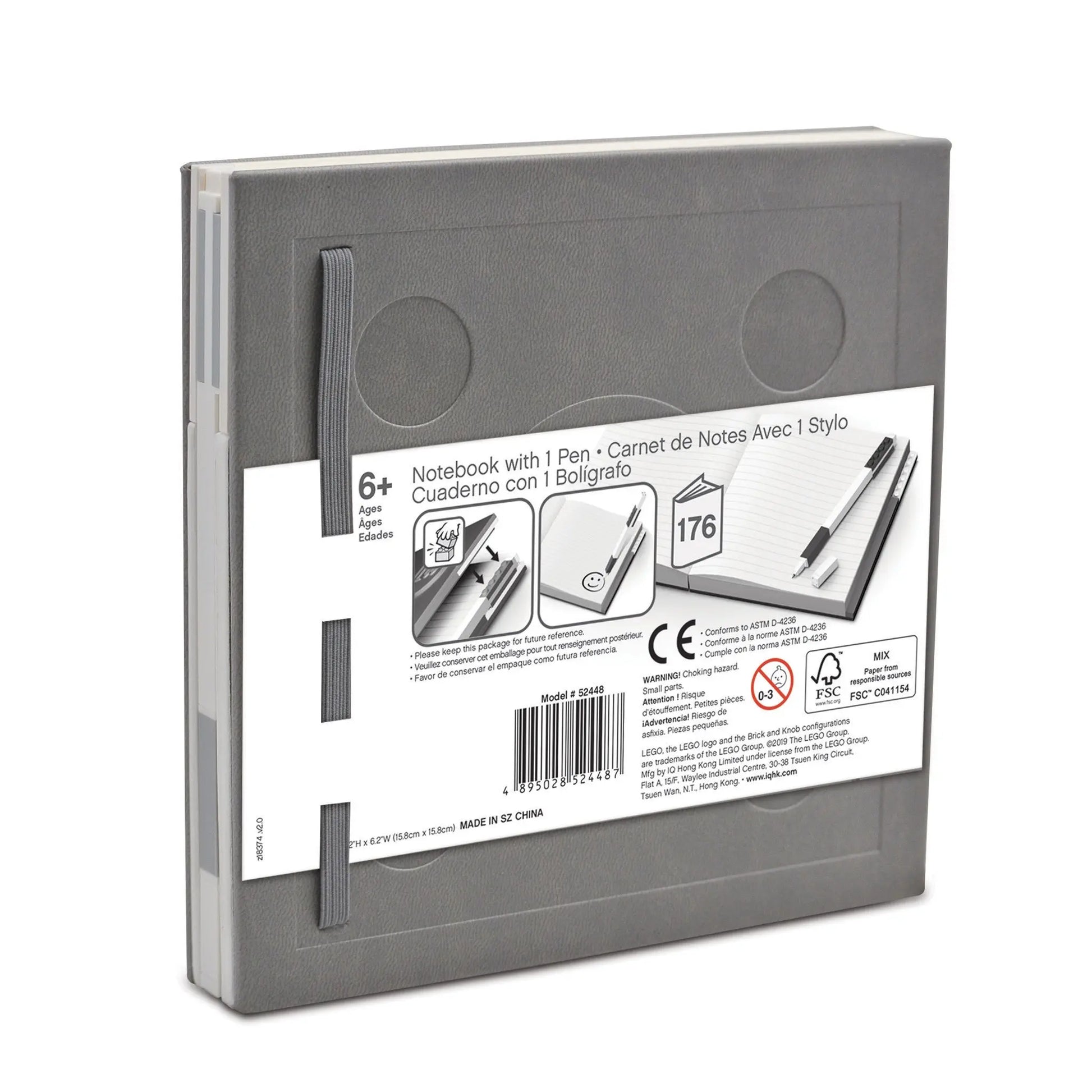 LEGO Stationery Locking Notebook with Gel Pen - Grey (52448) IQ Hong Kong, Ltd.
