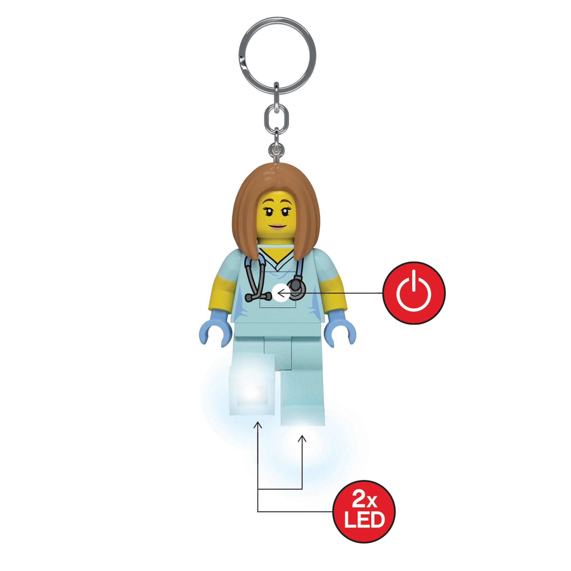 Male Nurse Doctor Minifigure Keychain Handmade Made From LEGO Parts 