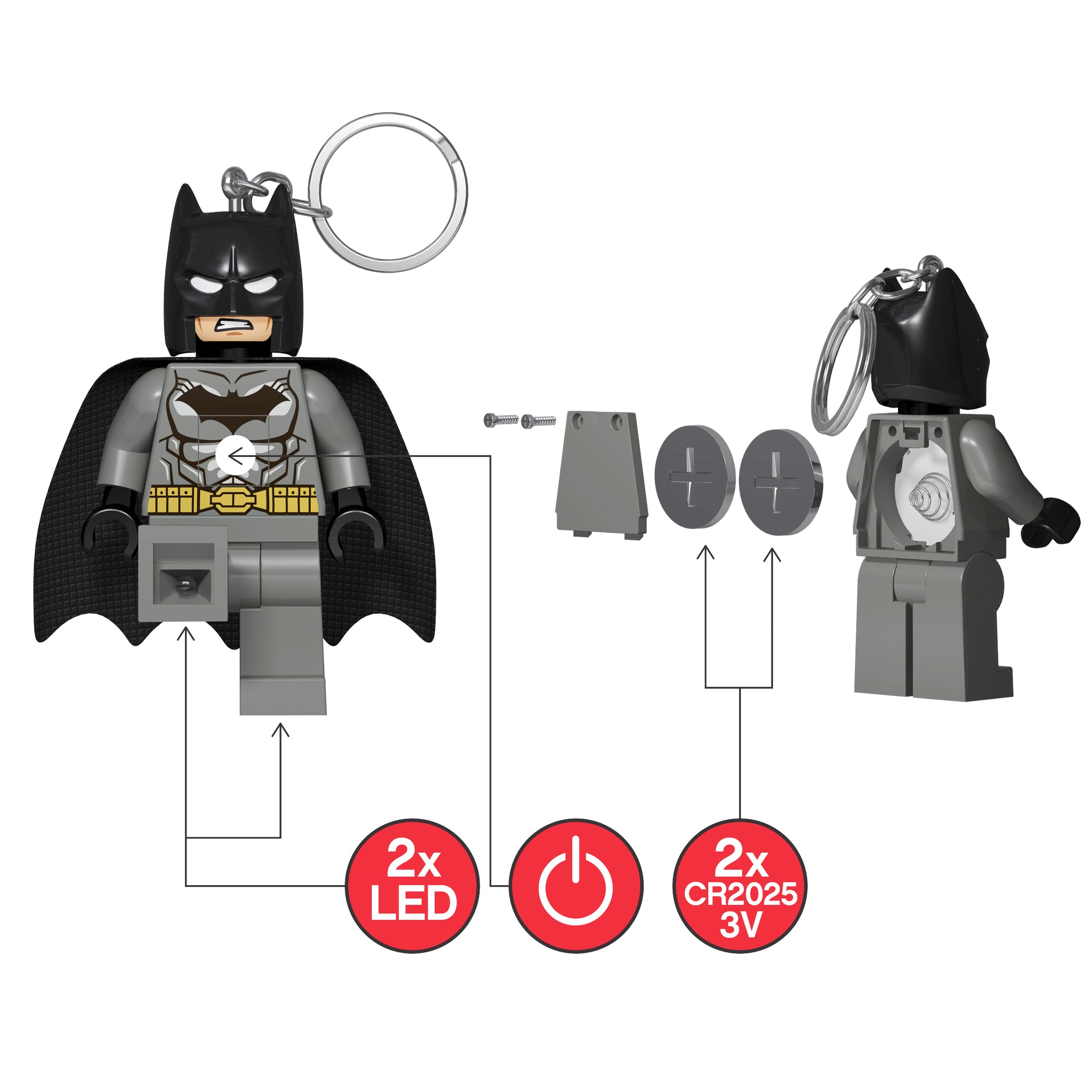 LEGO Gel Pen Black Ink Super Heroes Batman with Bonus Keychain Light